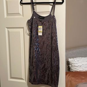 Simple charcoal sequin dress